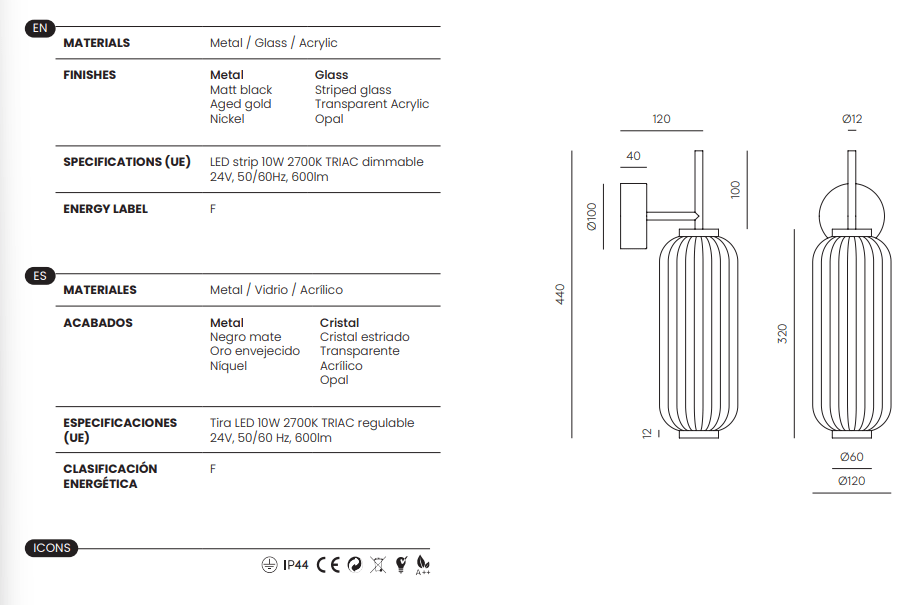 Applique murale Elma - Aromas del campo - Caldeira