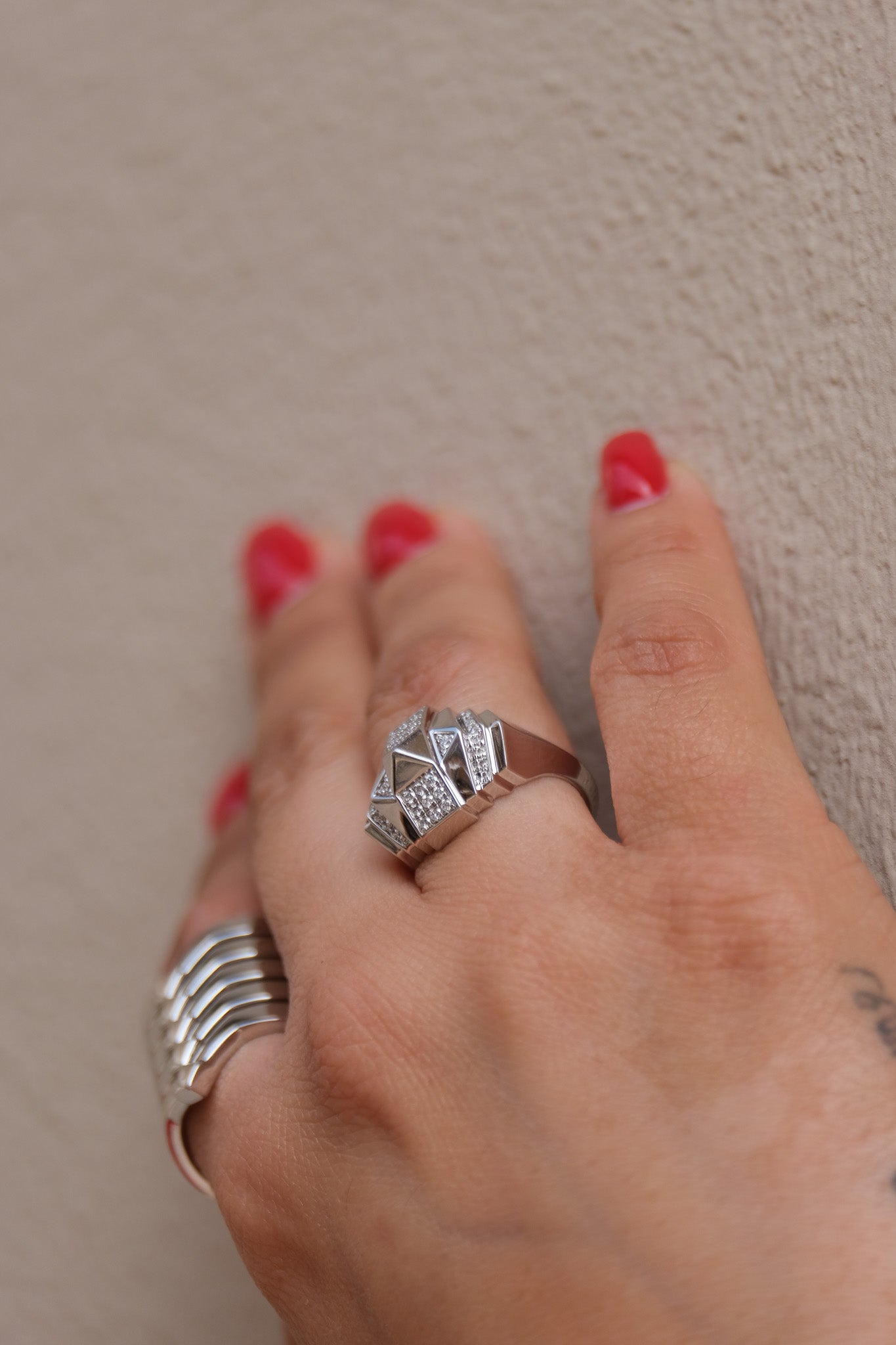 Bague Mini Rockaway Pyramide - Semi Pavée & Argent - Statement - Design Contemporain - Maison Caldeira