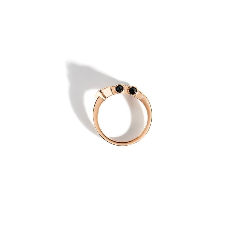 Bague Spike - Diamants, or rose 18 carats & agates noires - Statement - Design Contemporain - Maison Caldeira