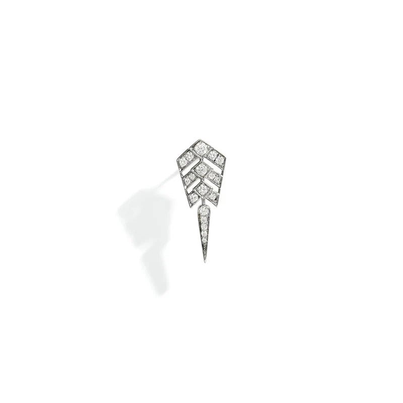 Boucle d’oreille Stairway S - Argent et diamants - Statement - Design Contemporain - Maison Caldeira