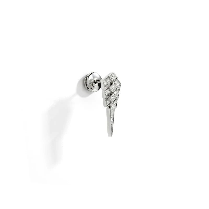 Boucle d’oreille Stairway S - Argent et diamants - Statement - Design Contemporain - Maison Caldeira
