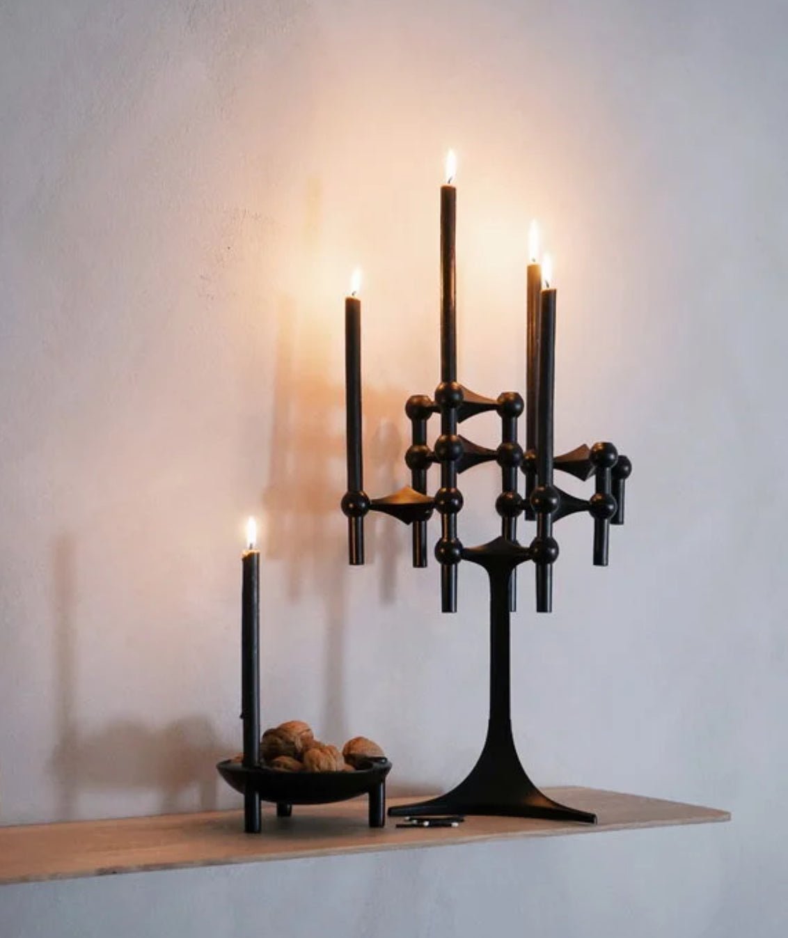 Pack de 3 bougeoirs - Noir Mat - Stoff nagel - Design Contemporain - Maison Caldeira