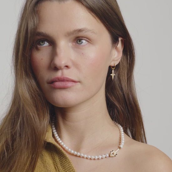 Collier Spike Or Jaune, Perles & Diamants - Maison Caldeira