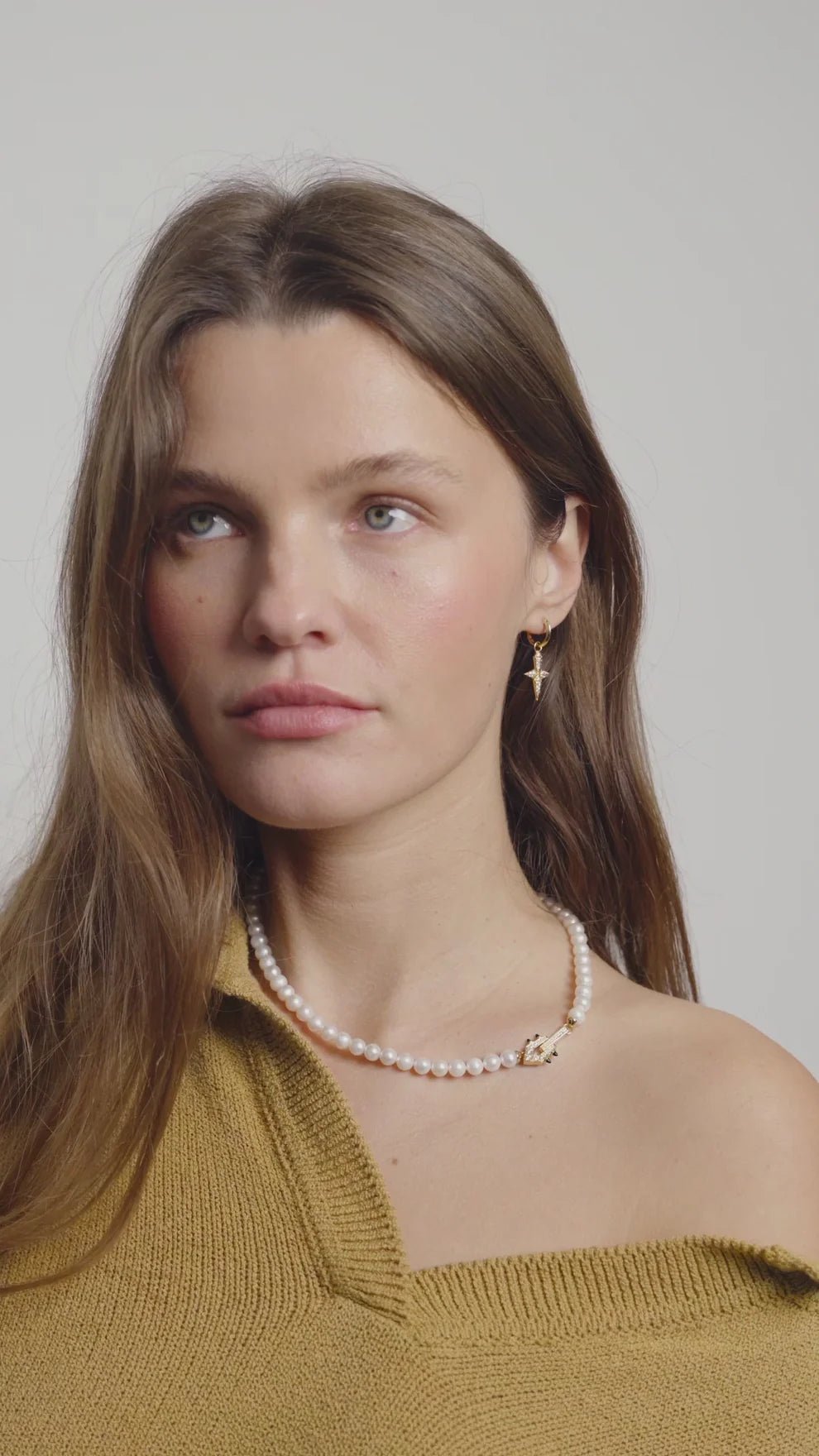 Collier Spike Or Jaune, Perles & Diamants - Maison Caldeira