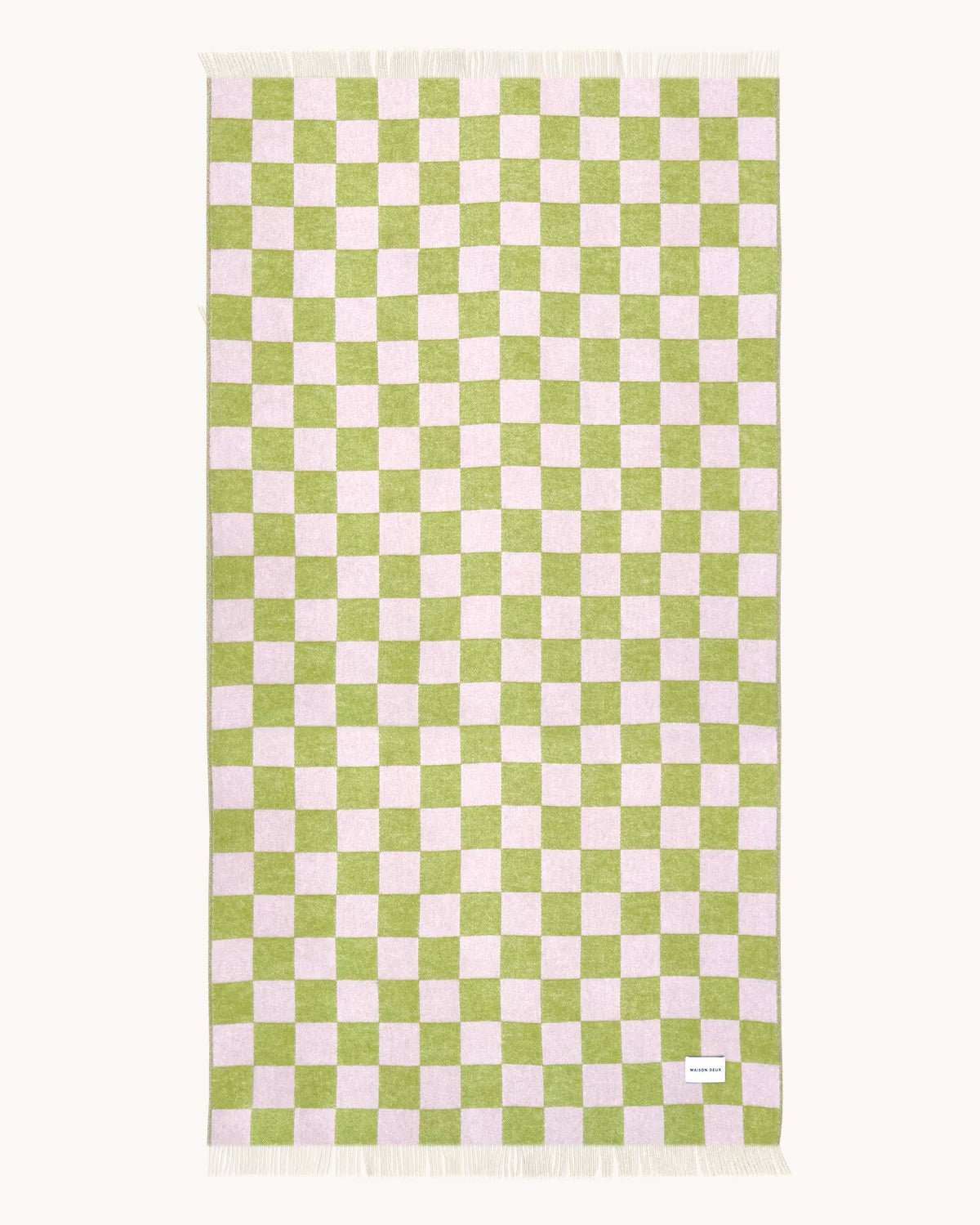 Couverture Damier XL Kiwi/Rose par Maison Deux - Caldeira