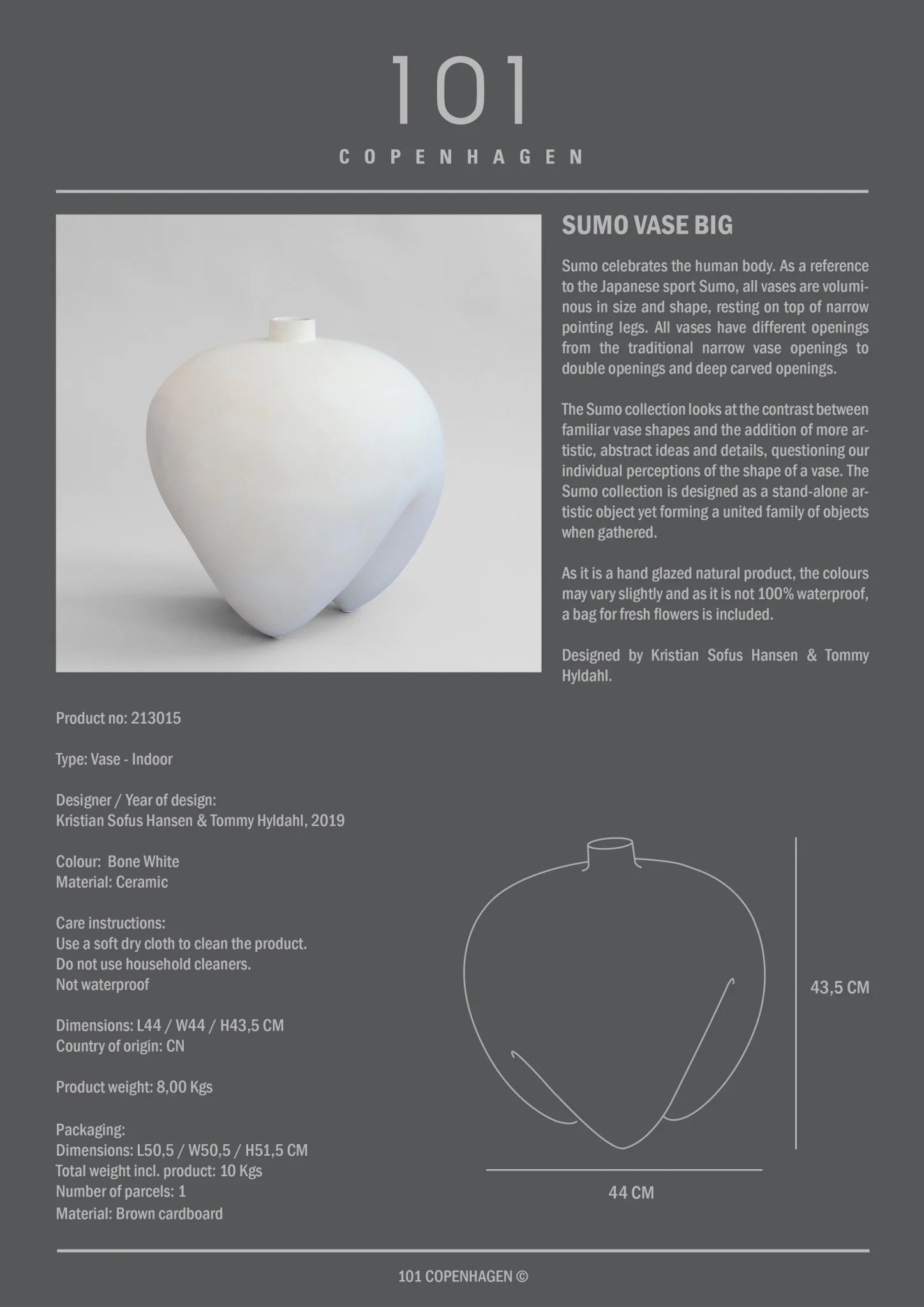 Grand vase Sumo - Blanc - 101 copenhagen - Scandinave - Maison Caldeira