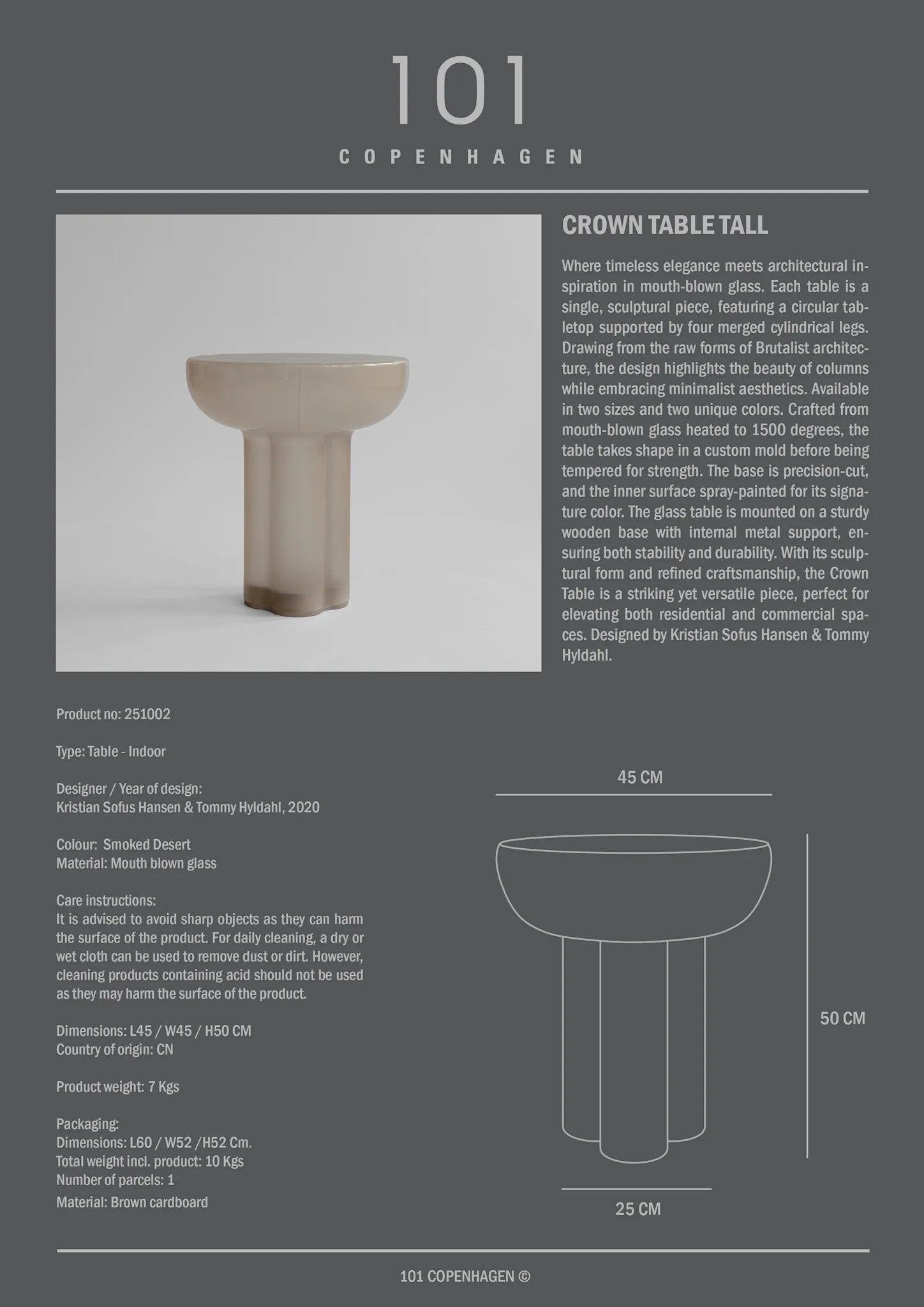 Grande table basse Crown - Smoked Desert - 101 copenhagen - Scandinave - Maison Caldeira