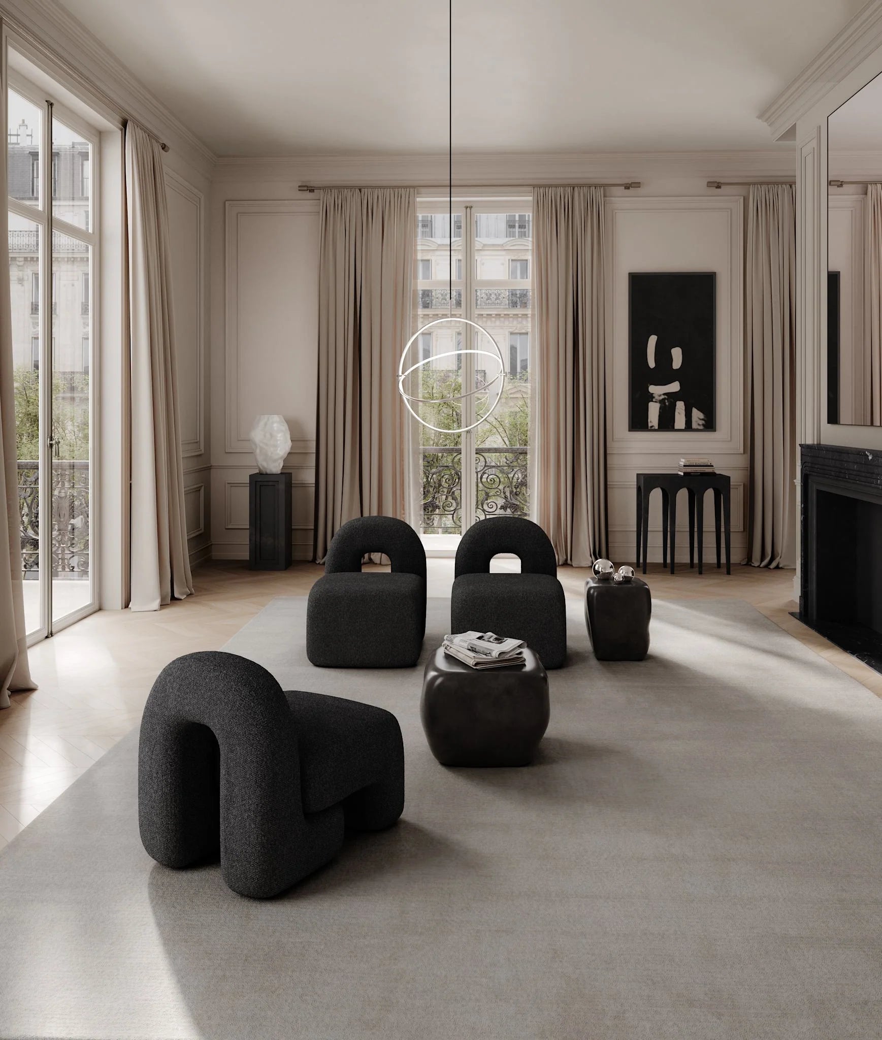 Jeu de 3 boules en céramique - Chrome - Maison Caldeira
