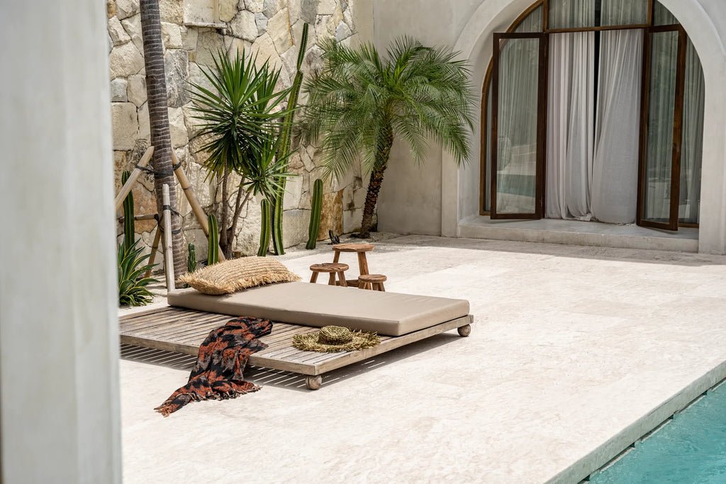 La housse de coussin rectangulaire en raphia - naturelle - 35x100 - Bazar Bizar - Méditerranée - Maison Caldeira