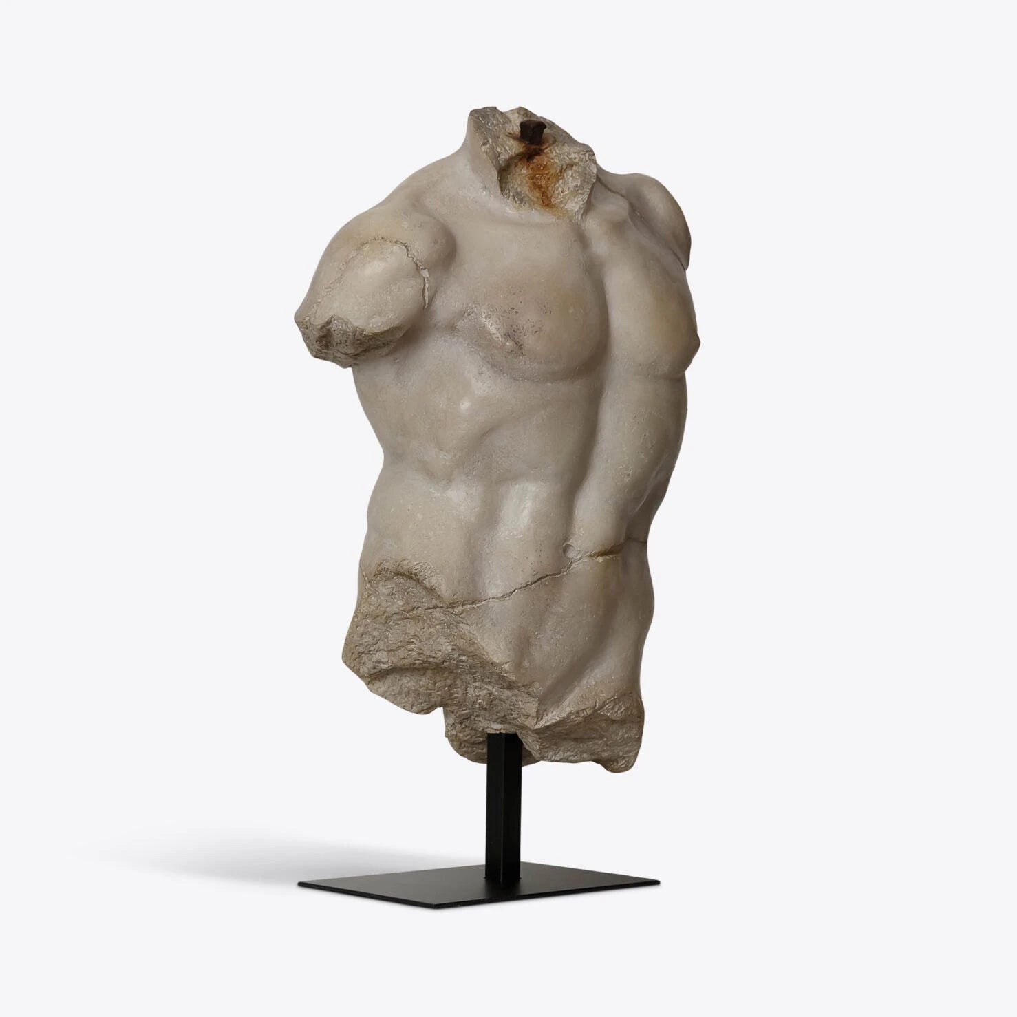 Large Maximillian Torso – Sculpture Homme Classique en Résine effet Plâtre Antique - Caldeira