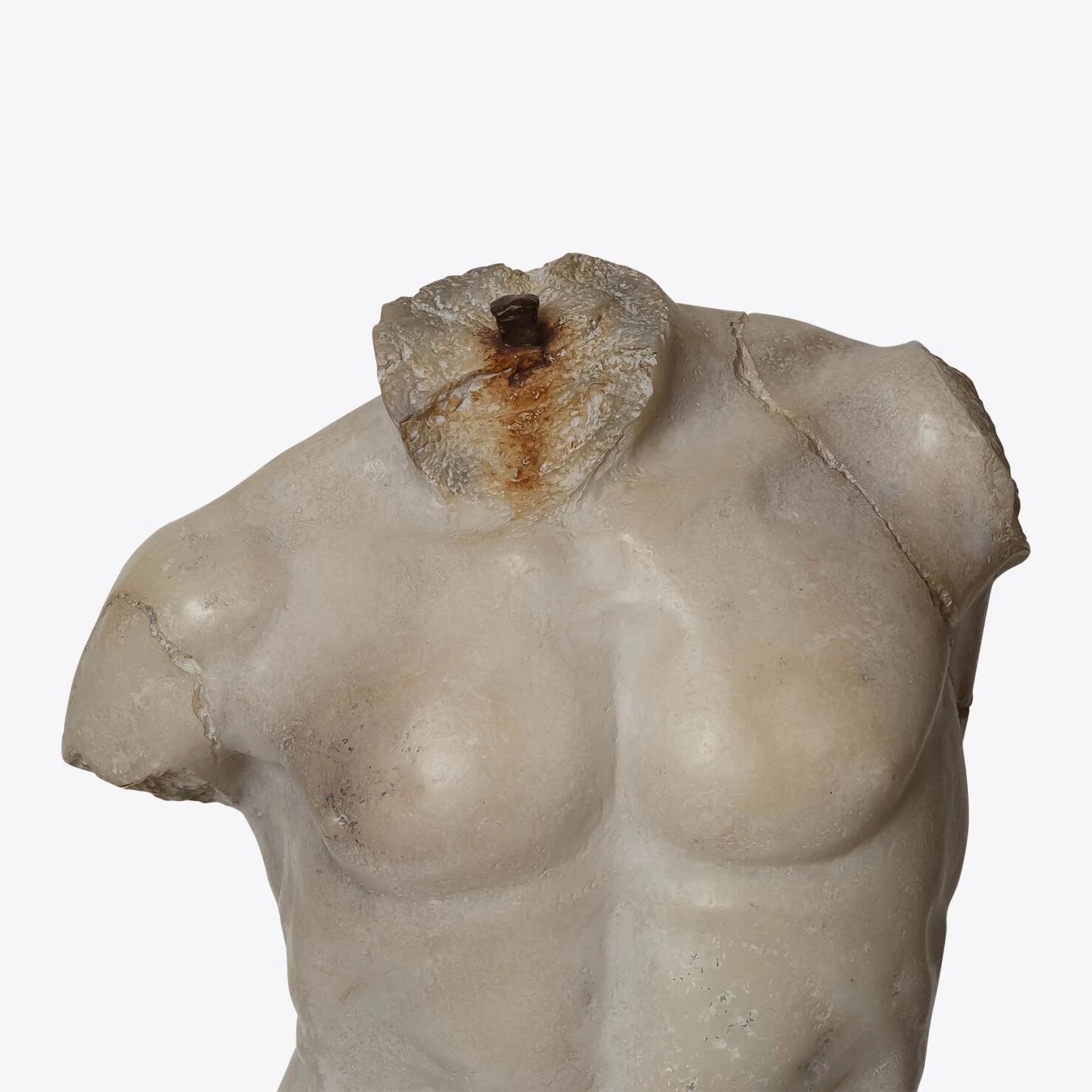Large Maximillian Torso – Sculpture Homme Classique en Résine effet Plâtre Antique - Caldeira