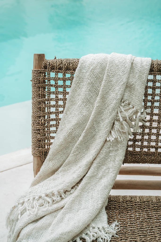 Le plaid "s'il vous plaît" - Crème - Bazar Bizar - Méditerranée - Maison Caldeira