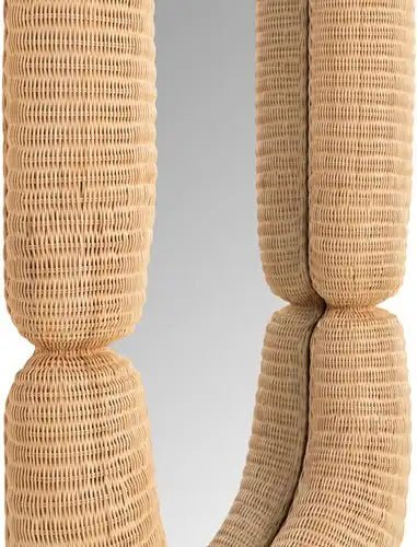 Miroir en rotin sculptural « Loop » L - Caldeira