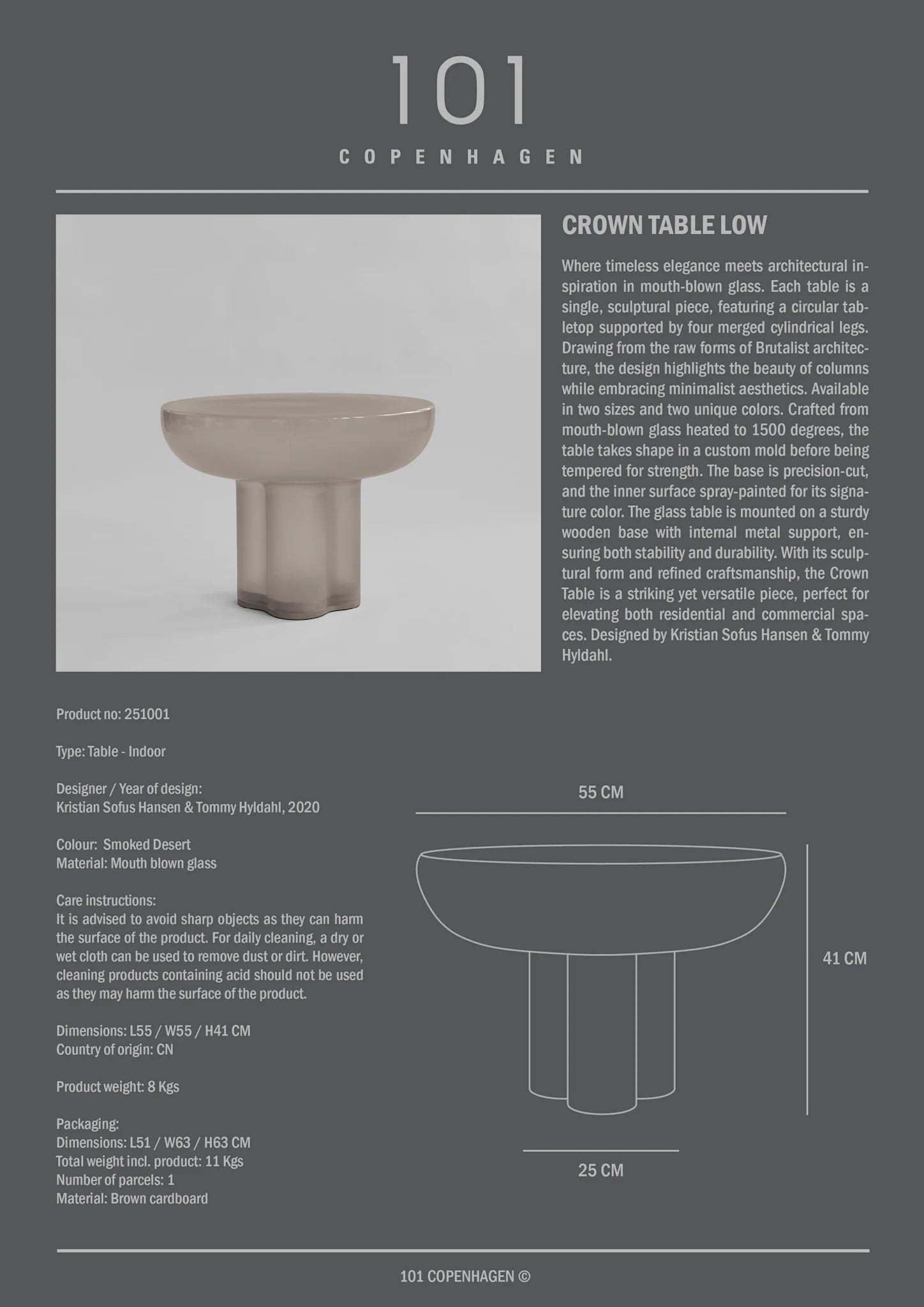 Petite table basse Crown - Smoked Desert - 101 copenhagen - Scandinave - Maison Caldeira