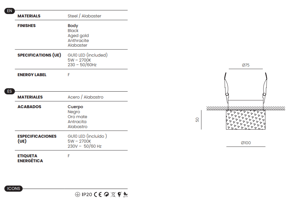 Spot encastré Focus - Aromas del campo - Caldeira