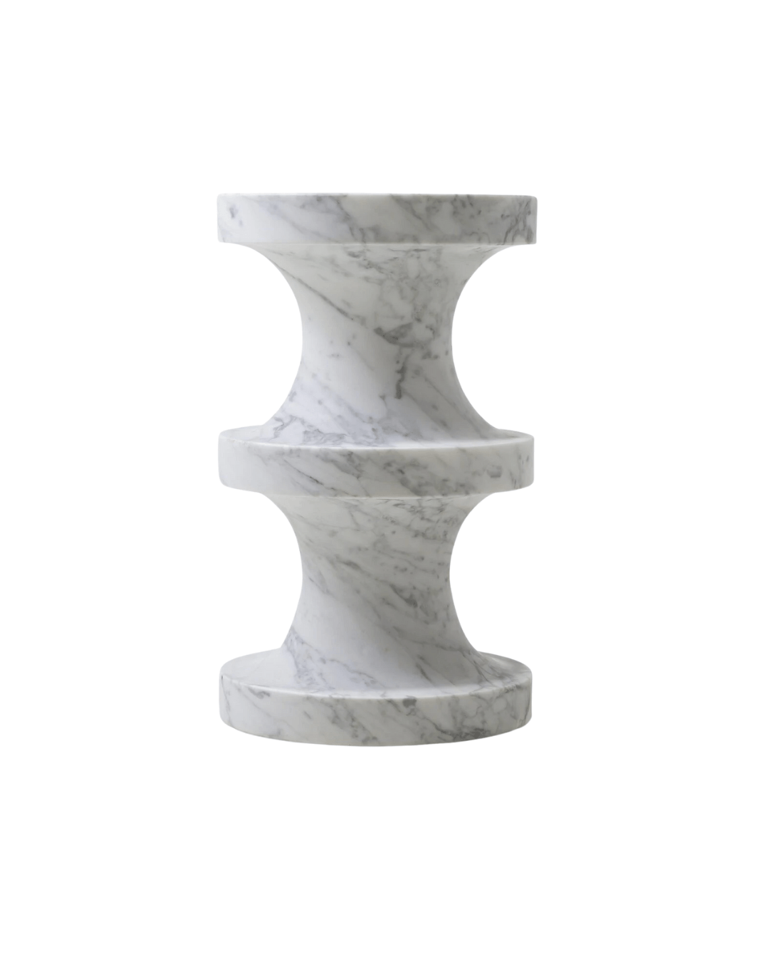 Table d'appoint River- Marbre - Pure White Lines - Design Contemporain - Maison Caldeira
