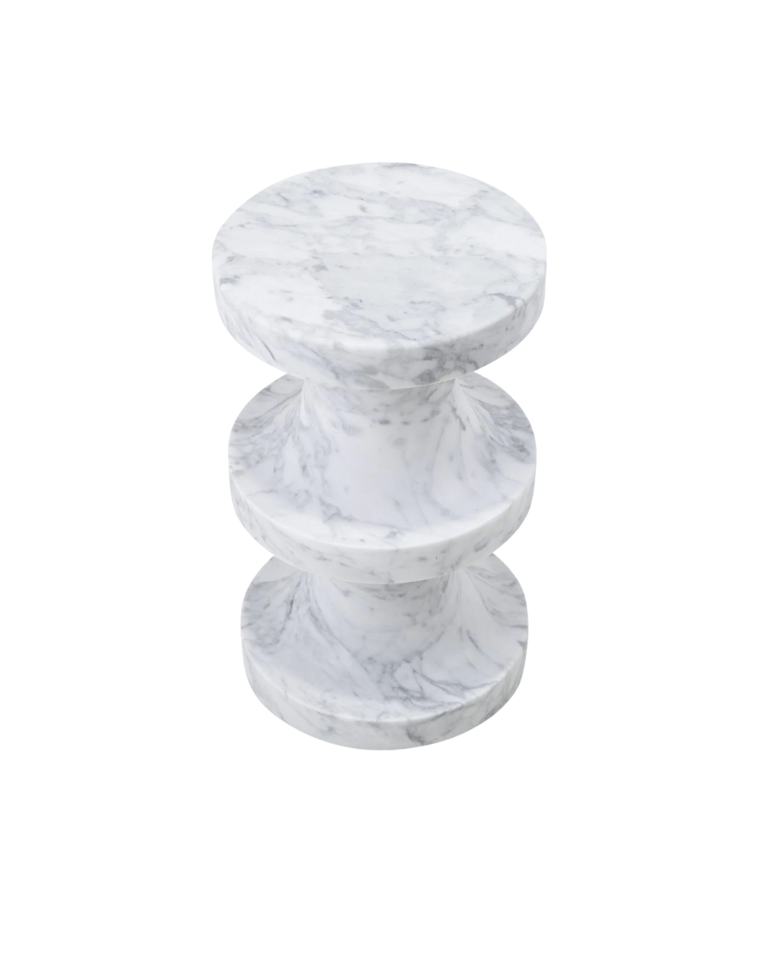 Table d'appoint River- Marbre - Pure White Lines - Design Contemporain - Maison Caldeira