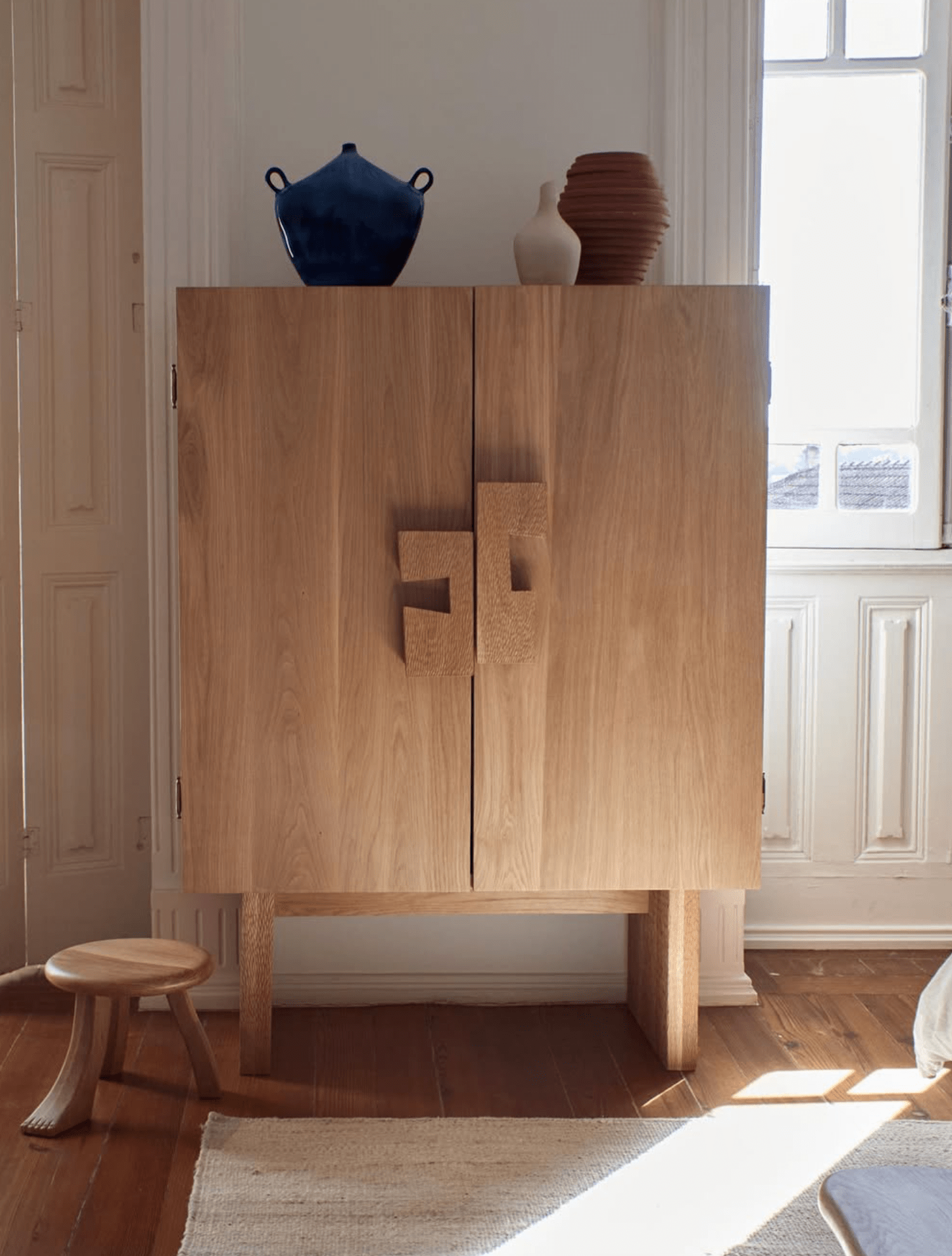Tabouret Foot Stool en Châtaignier Massif - bois clair - Maison Caldeira