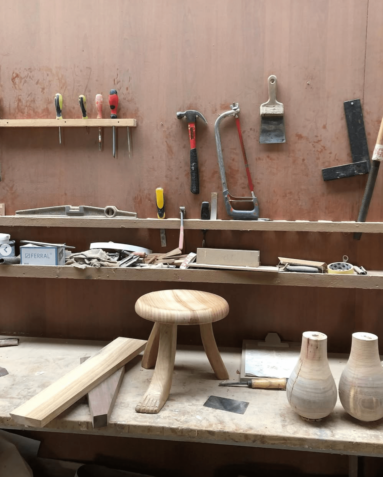 Tabouret Foot Stool en Châtaignier Massif - bois clair - Maison Caldeira