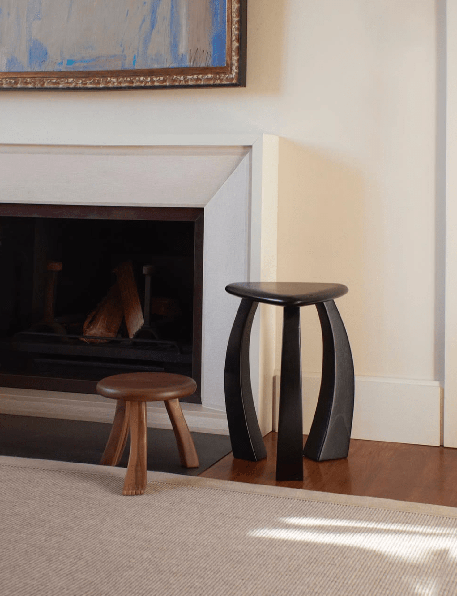 Tabouret Foot Stool en Châtaignier Massif - foncé - Maison Caldeira