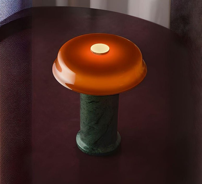 Trip No. 2 marbre vert – Lampe nomade design en marbre et verre soufflé - Caldeira