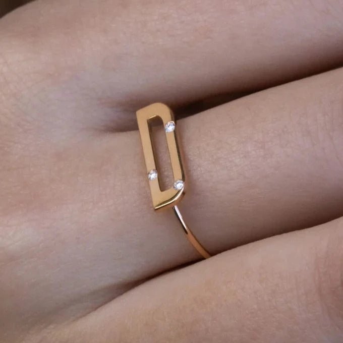 Bague lettre D - Or blanc 18 carats avec diamants - Acmée - Maison Caldeira