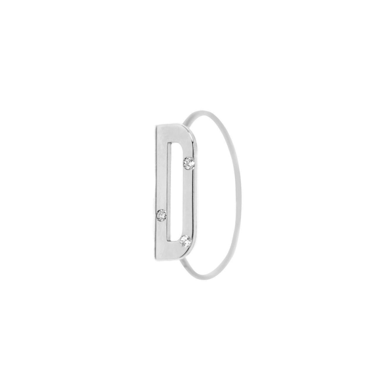 Bague lettre D - Or blanc 18 carats avec diamants - Acmée - Maison Caldeira