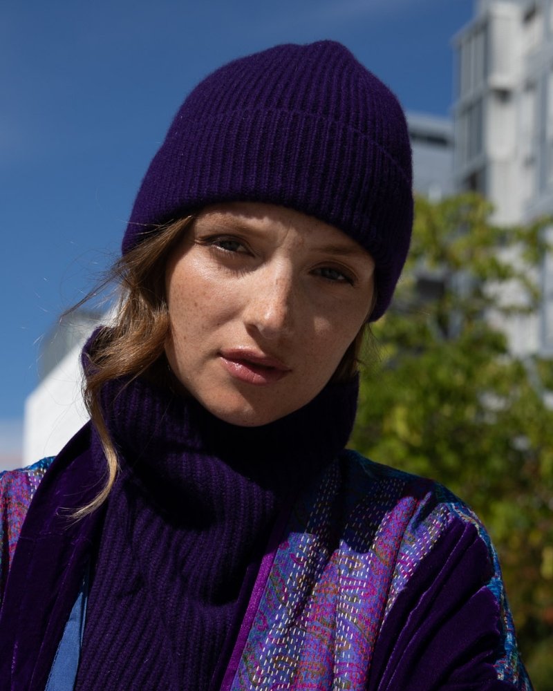 Bonnet 100% cachemire - VIOLET - Maison Caldeira