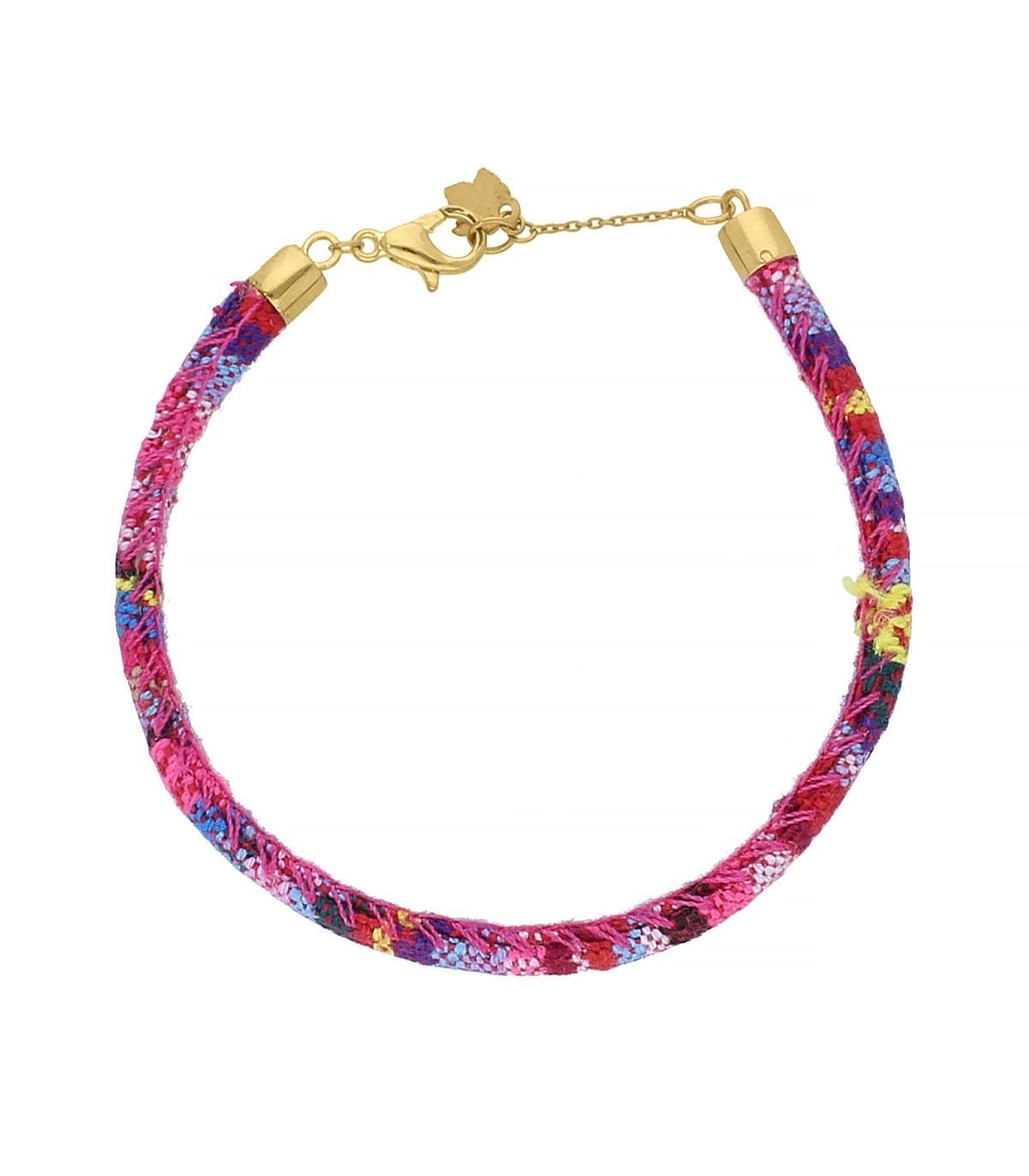 Bracelet colombien Woodstock - Or et tissu - Feidt - Design Contemporain - Maison Caldeira