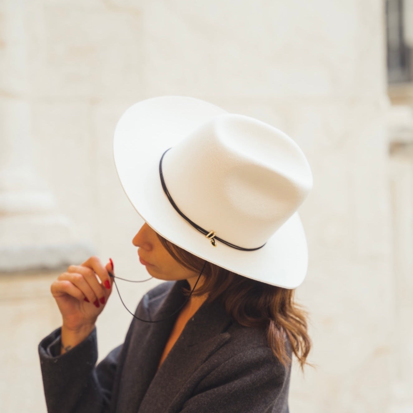 Chapeau en feutre de laine Ezra - Off White - Van palma - Design Contemporain - Maison Caldeira