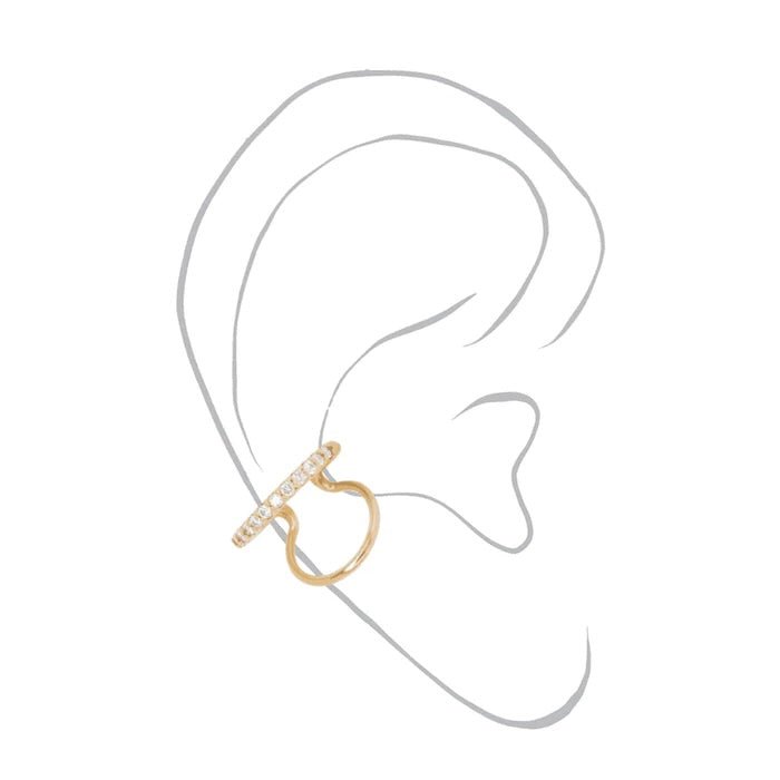 Clip d'Oreille Double Trouble - Or rose 18 carats recyclé et diamants - Acmée - Maison Caldeira