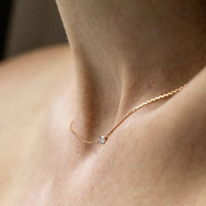 Collier Minimaliste Marquise - Or blanc 18 carats diamant. - Acmée - Maison Caldeira