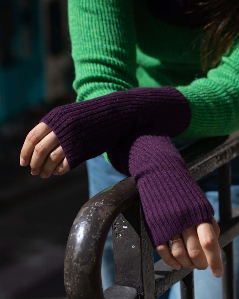 Mitaines 100% cachemire - Violet plum - Maison Caldeira