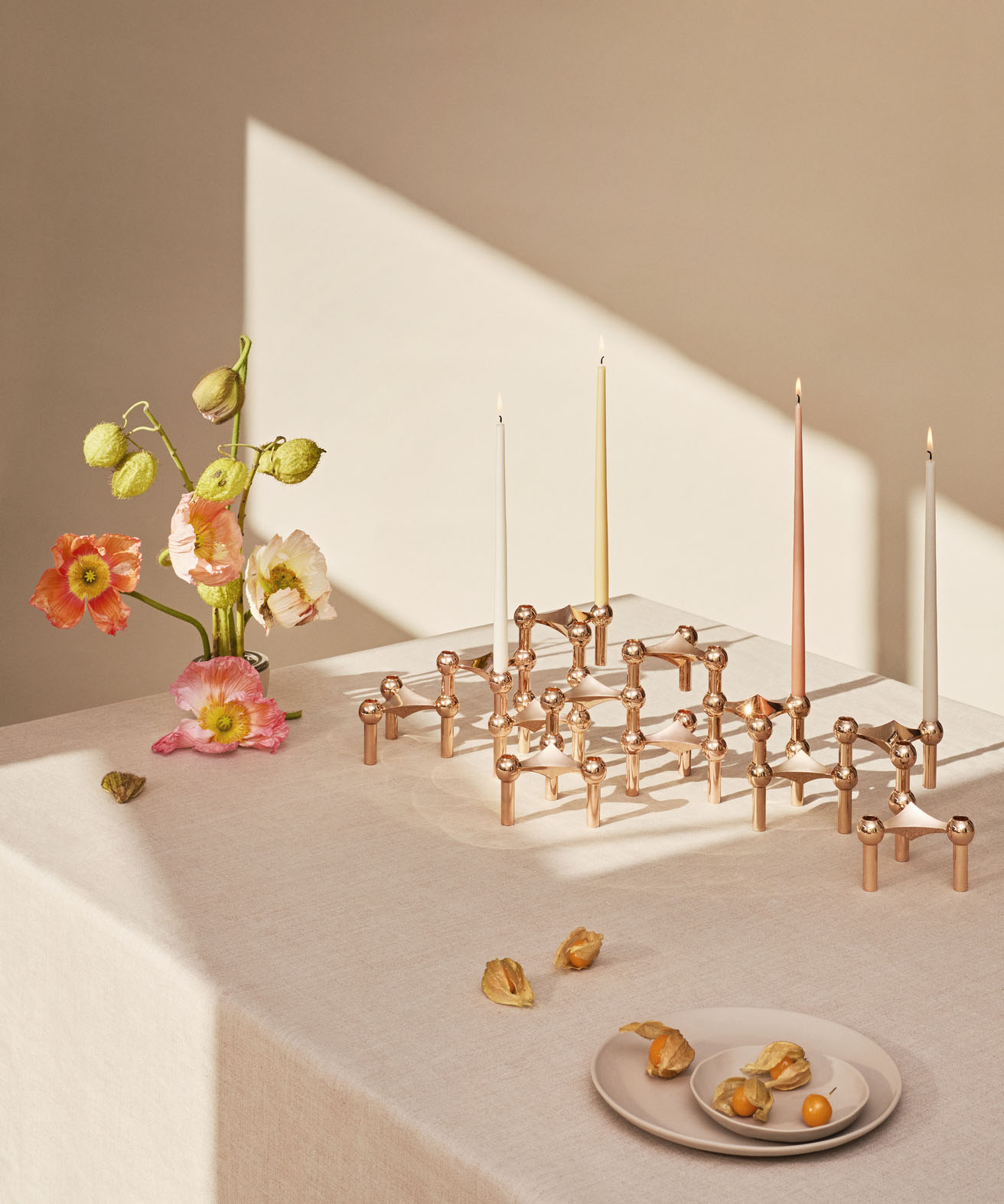Pack de 3 bougeoirs - Rose gold - Stoff nagel - Design Contemporain - Maison Caldeira