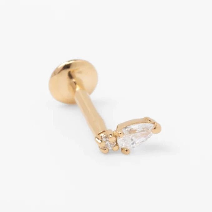 Piercing Double Jeu Poire - Or 18 carats recyclé et diamant - Acmée - Design Contemporain - Maison Caldeira