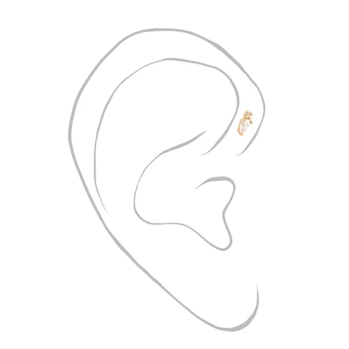 Piercing Double Jeu Poire - Or 18 carats recyclé et diamant - Acmée - Design Contemporain - Maison Caldeira