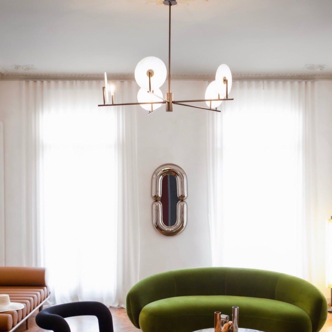 Miroir Zodiac large - Chrome - Moustache - Design Contemporain - Maison Caldeira