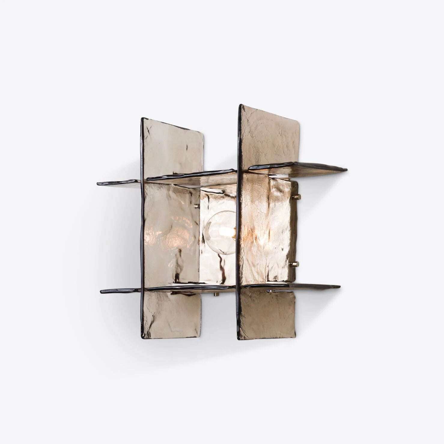 Applique murale Berlin – Verre fumé façon Murano & inox brossé - Caldeira