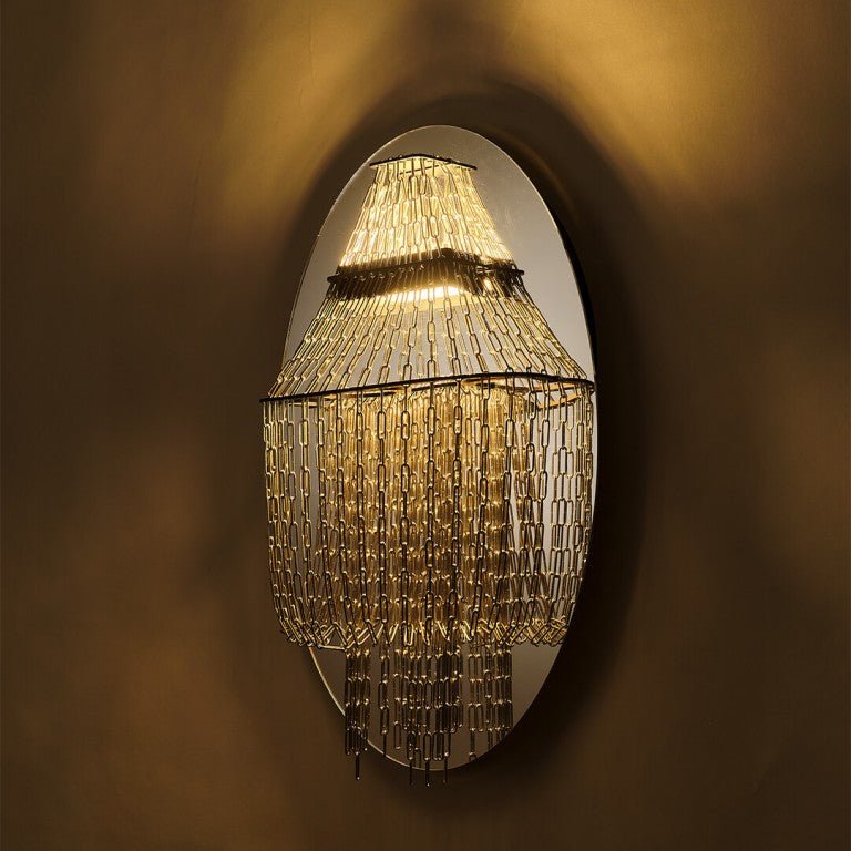 Applique murale Lampe C DCW éditions, chandelier mural à chaînes inox, lumière scintillante rétro revisité