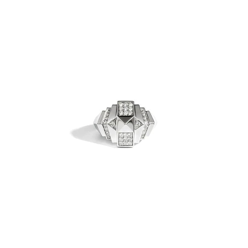 Bague Mini Rockaway Pyramide - Semi Pavée & Argent - Statement - Design Contemporain - Maison Caldeira