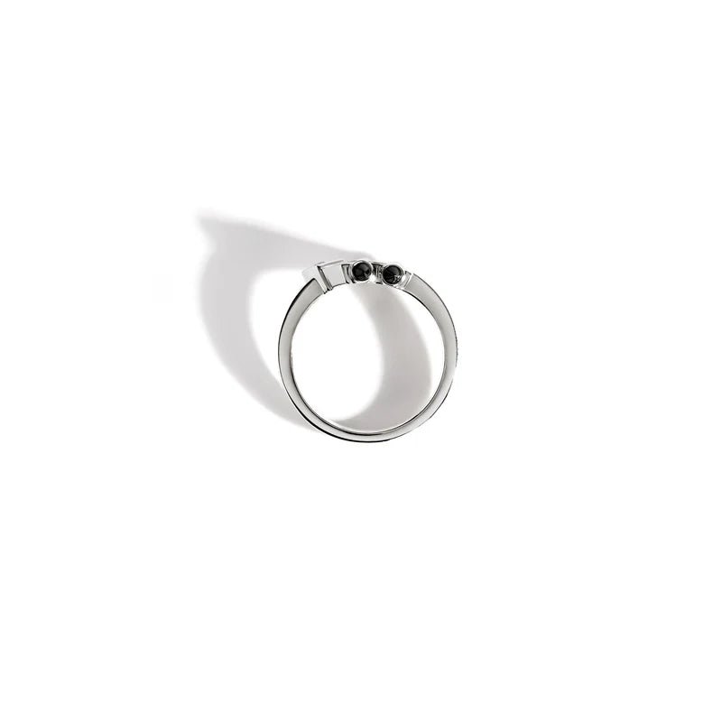 Bague mini Spike - Diamants, argent & agates noires - Statement - Design Contemporain - Maison Caldeira