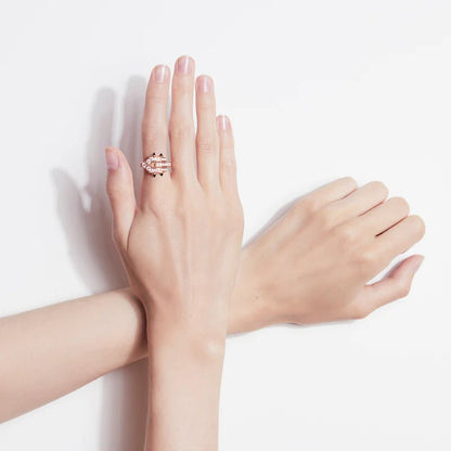 Bague Spike - Diamants, or rose 18 carats & agates noires - Statement - Design Contemporain - Maison Caldeira