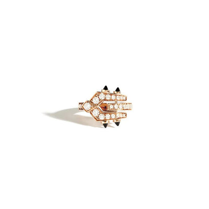 Bague Spike - Diamants, or rose 18 carats & agates noires - Statement - Design Contemporain - Maison Caldeira