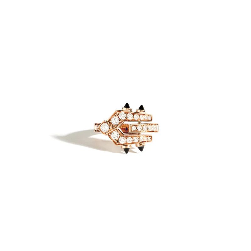 Bague Spike - Diamants, or rose 18 carats & agates noires - Statement - Design Contemporain - Maison Caldeira