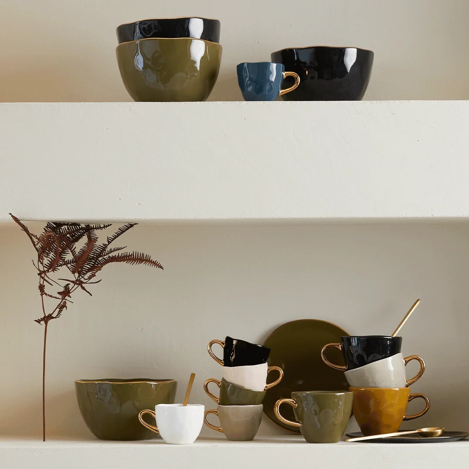 Bol Bonjour Ø14 cm - Vert Sapin (lot de 4) - Caldeira