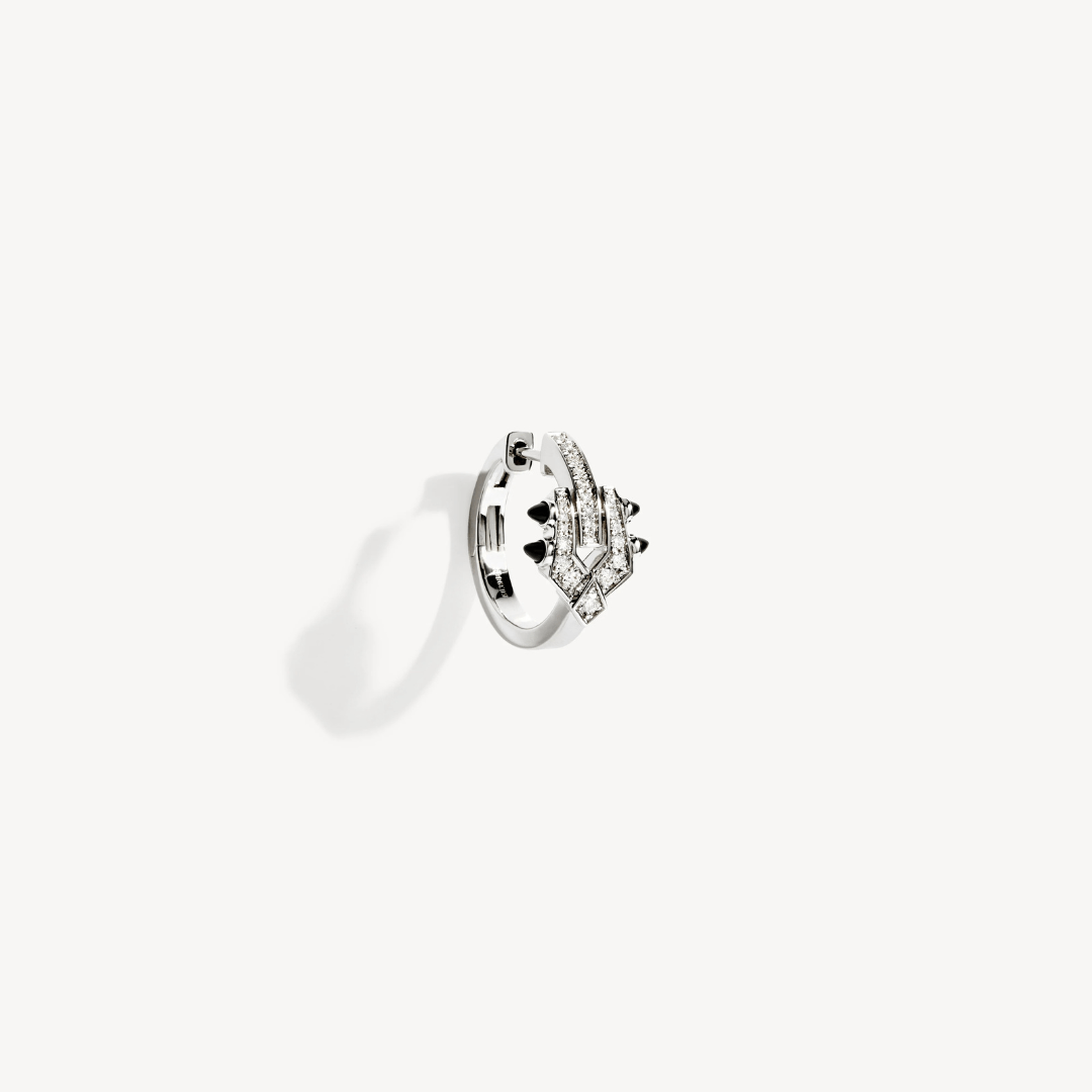 Boucle d’oreille Spike - Diamants, argent et agate noire - Maison Caldeira