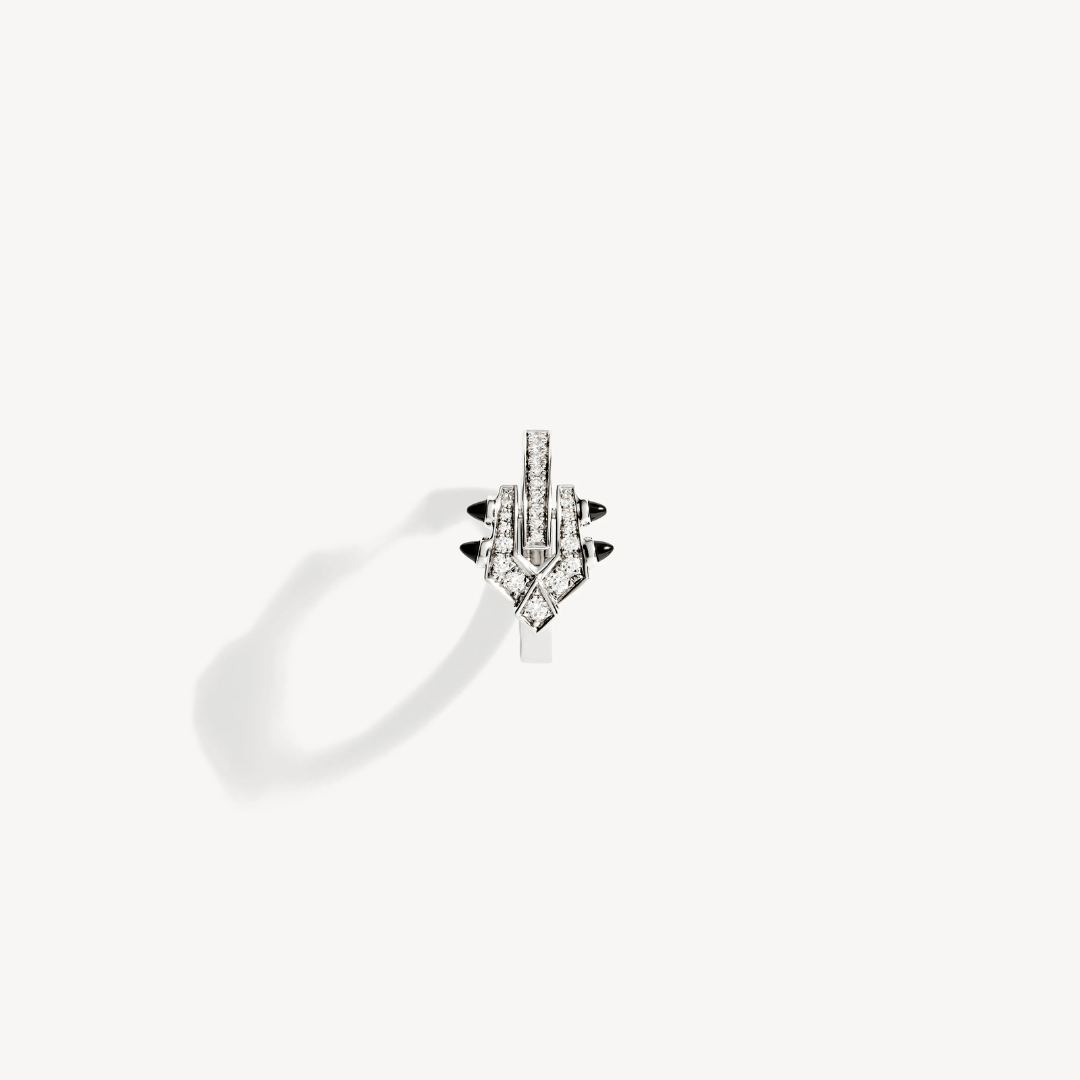 Boucle d’oreille Spike - Diamants, argent et agate noire - Maison Caldeira