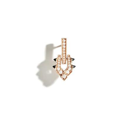 Boucle d’oreille Spike - Diamants or rose 18 carats & agates noires - Statement - Design Contemporain - Maison Caldeira