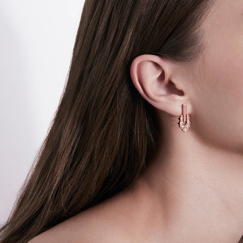 Boucle d’oreille Spike - Diamants or rose 18 carats & agates noires - Statement - Design Contemporain - Maison Caldeira