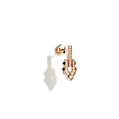 Boucle d’oreille Spike - Diamants or rose 18 carats & agates noires - Statement - Design Contemporain - Maison Caldeira